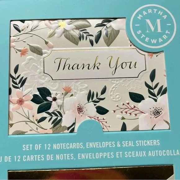 NEW Martha Stewart THANK YOU Notecards, Envelopes & Seal Stickers Set/12 - Picture 3 of 4